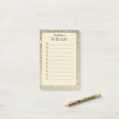 Gepersonaliseerde Faux Gold Glitter & Geel 4x6" Post-it® Notes (Op bureau)