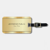 Gepersonaliseerde Faux Gold Modern Elegant Tweezij Bagagelabel (Voorkant horizontaal)