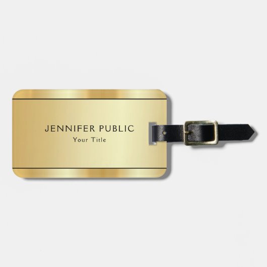 Gepersonaliseerde Faux Gold Modern Elegant Tweezij Bagagelabel (Voorkant horizontaal)