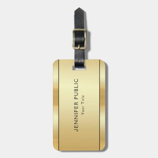 Gepersonaliseerde Faux Gold Modern Elegant Tweezij Bagagelabel (Voorkant verticaal)