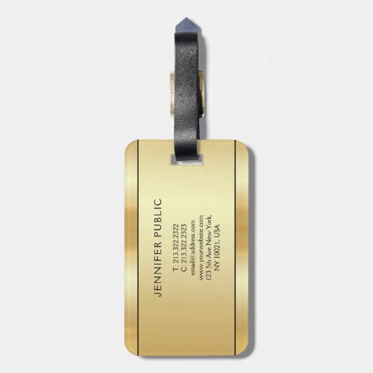 Gepersonaliseerde Faux Gold Modern Elegant Tweezij Bagagelabel (Achterkant verticaal)