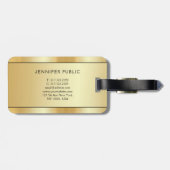 Gepersonaliseerde Faux Gold Modern Elegant Tweezij Bagagelabel (Achterkant horizontaal)