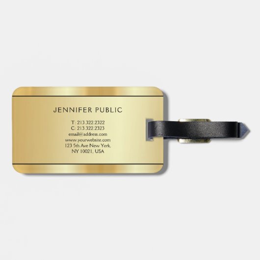 Gepersonaliseerde Faux Gold Modern Elegant Tweezij Bagagelabel (Achterkant horizontaal)