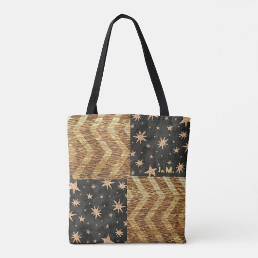 Gepersonaliseerde Faux Gold sterren & strepen ontw Tote Bag (Achterkant)