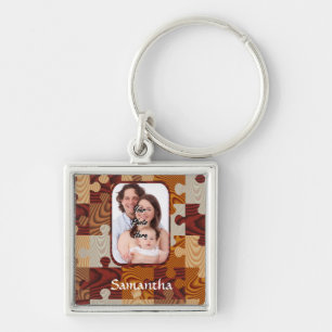Gepersonaliseerde faux hout legpuzzel sleutelhanger