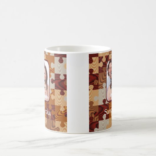 Gepersonaliseerde faux-houtpuzzel koffiemok (Center)