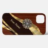 Gepersonaliseerde  faux kersenhout Case-Mate iPhone case (Achterkant (horizontaal))