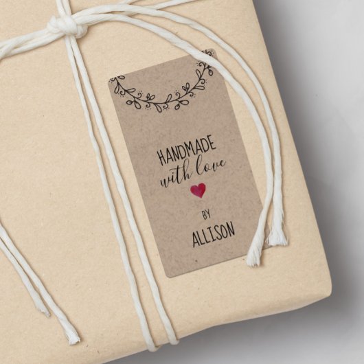 Gepersonaliseerde Faux Kraft Look Handmade Love He Etiket