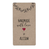 Gepersonaliseerde Faux Kraft Look Handmade Love He Etiket (Voorkant)