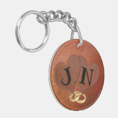 Gepersonaliseerde Faux Leather 3rd Jubileum Gift Sleutelhanger (Voorkant Links)