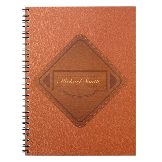Gepersonaliseerde Faux Leather Brown Notitieboek (Voorkant)