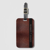 Gepersonaliseerde Faux Leather Brown reliëf Bagagelabel (Voorkant (verticaal))