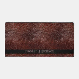 Gepersonaliseerde Faux Leather Brown reliëf Bureaumat
