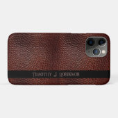 Gepersonaliseerde Faux Leather Brown reliëf Case-Mate iPhone Case (Achterkant (horizontaal))