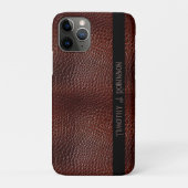 Gepersonaliseerde Faux Leather Brown reliëf Case-Mate iPhone Case (Achterkant)