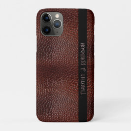 Gepersonaliseerde Faux Leather Brown reliëf Case-Mate iPhone Case