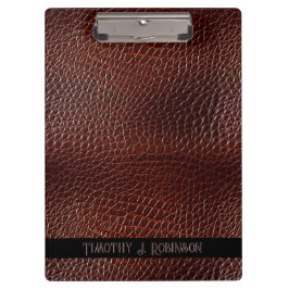Gepersonaliseerde Faux Leather Brown reliëf Klembord