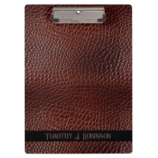 Gepersonaliseerde Faux Leather Brown reliëf Klembord (Voorkant)