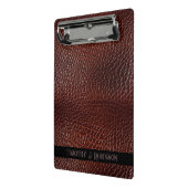 Gepersonaliseerde Faux Leather Brown reliëf Mini Klembord (Angled2)