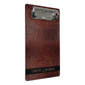Gepersonaliseerde Faux Leather Brown reliëf Mini Klembord (Schuin)
