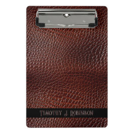 Gepersonaliseerde Faux Leather Brown reliëf Mini Klembord