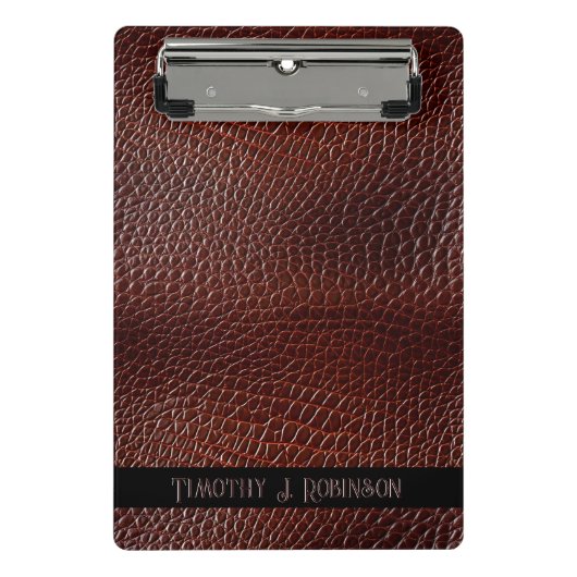 Gepersonaliseerde Faux Leather Brown reliëf Mini Klembord (Voorkant)