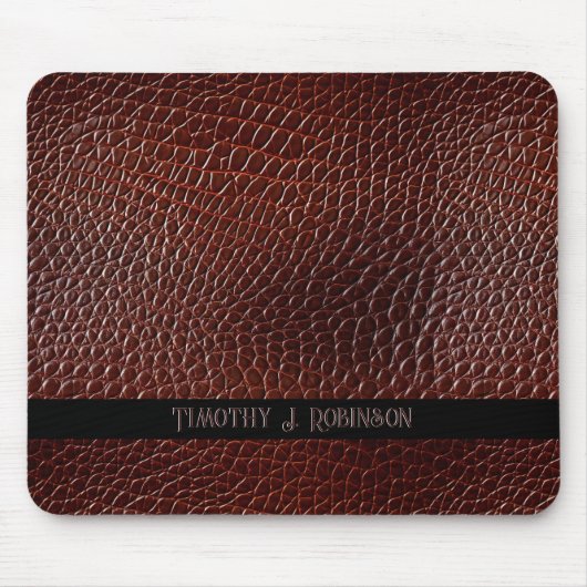 Gepersonaliseerde Faux Leather Brown reliëf Muismat (Voorkant)