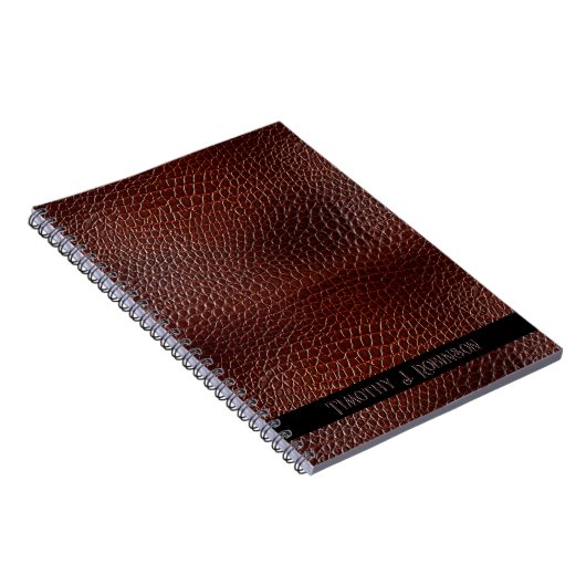 Gepersonaliseerde Faux Leather Brown reliëf Notitieboek (Rechterzijde)