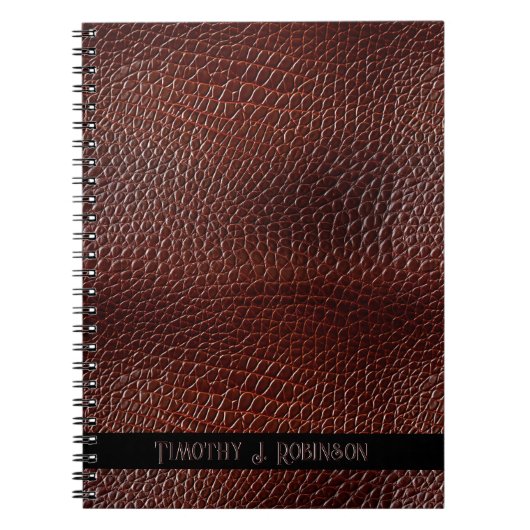 Gepersonaliseerde Faux Leather Brown reliëf Notitieboek (Voorkant)