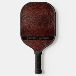 Gepersonaliseerde Faux Leather Brown reliëf Pickleball Paddle