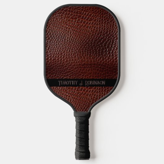 Gepersonaliseerde Faux Leather Brown reliëf Pickleball Paddle (Voorkant)
