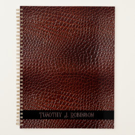 Gepersonaliseerde Faux Leather Brown reliëf Planner
