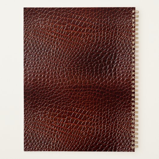 Gepersonaliseerde Faux Leather Brown reliëf Planner (Achterkant)