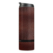 Gepersonaliseerde Faux Leather Brown reliëf Thermosbeker (Geroteerd rechts)