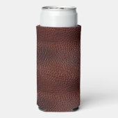 Gepersonaliseerde Faux Leather Brown Seltzer Blikjeskoeler (Seltzer Achterkant)