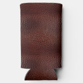 Gepersonaliseerde Faux Leather Brown Seltzer Blikjeskoeler (Achterkant)