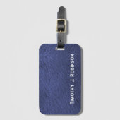 Gepersonaliseerde Faux Navy blauw leer Bagagelabel (Voorkant (verticaal))