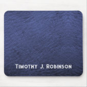 Gepersonaliseerde Faux Navy Blue Leather Muismat (Voorkant)