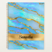 Gepersonaliseerde Faux Opal Stone en goud Planner (Voorkant)