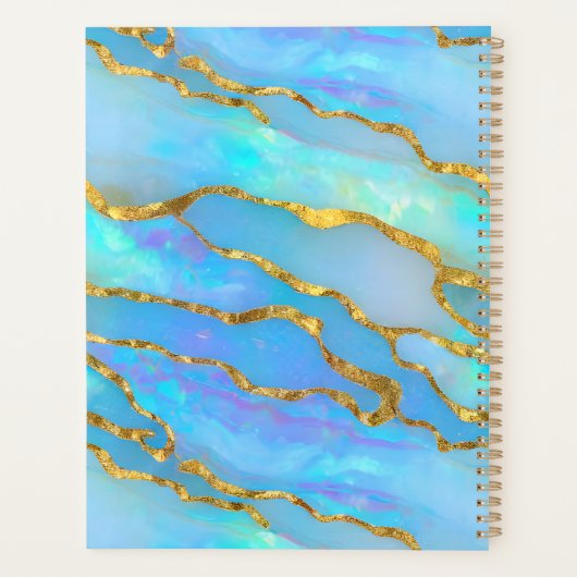Gepersonaliseerde Faux Opal Stone en goud Planner (Achterkant)