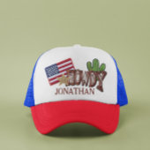 Gepersonaliseerde Faux Patches Howdy USA Vlag Trucker Pet