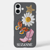 Gepersonaliseerde Faux Patches Roze Western Boot Case-Mate iPhone Case (Achterkant)