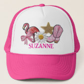 Gepersonaliseerde Faux Patches Roze Western Boot Trucker Pet (Voorkant)