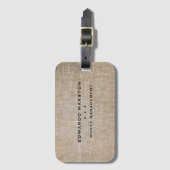 Gepersonaliseerde faux tan linnen bagagelabel (Voorkant (verticaal))