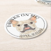 Gepersonaliseerde Fawn Cream Frenchie Franse Bulld Ronde Kartonnen Onderzetter (Gebogen)
