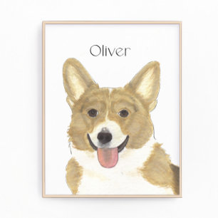 Gepersonaliseerde Fawn en White Corgi Art Foto Afdruk