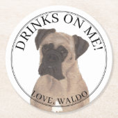 Gepersonaliseerde Fawn Gemaskerde Boxer Hond Weddi Ronde Kartonnen Onderzetter (Voorkant)