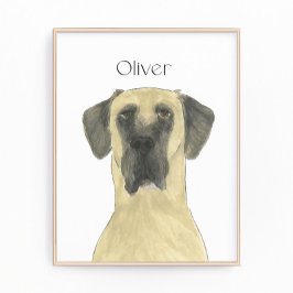 Gepersonaliseerde Fawn gemaskerde Grote Dane Dog A Foto Afdruk