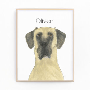 Gepersonaliseerde Fawn gemaskerde Grote Dane Dog A Foto Afdruk