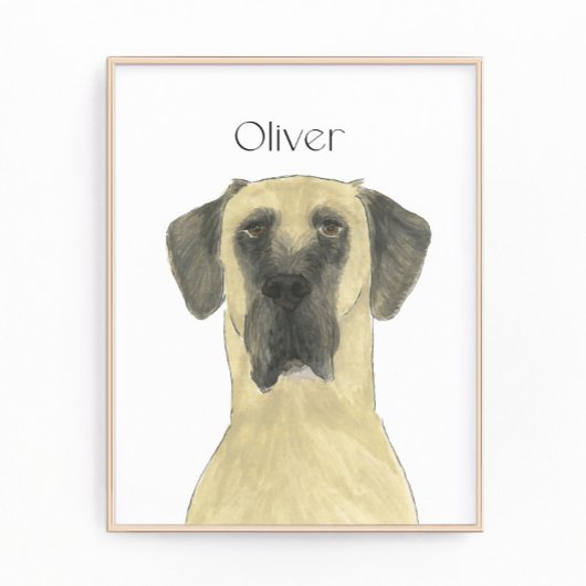 Gepersonaliseerde Fawn gemaskerde Grote Dane Dog A Foto Afdruk